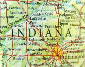 Map focusing on Indiana State.