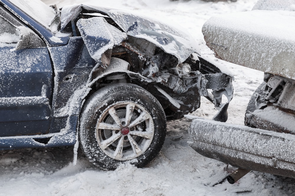 Car accidents cause by snowy weather.