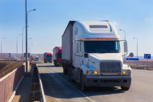 A truck driving on the road in Indiana.