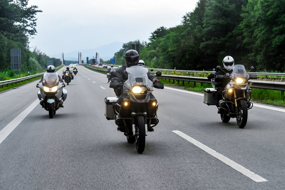 Motorcycle riders on convoy strolling in Historic National Road.