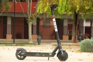 a Bird scooter parked downtown