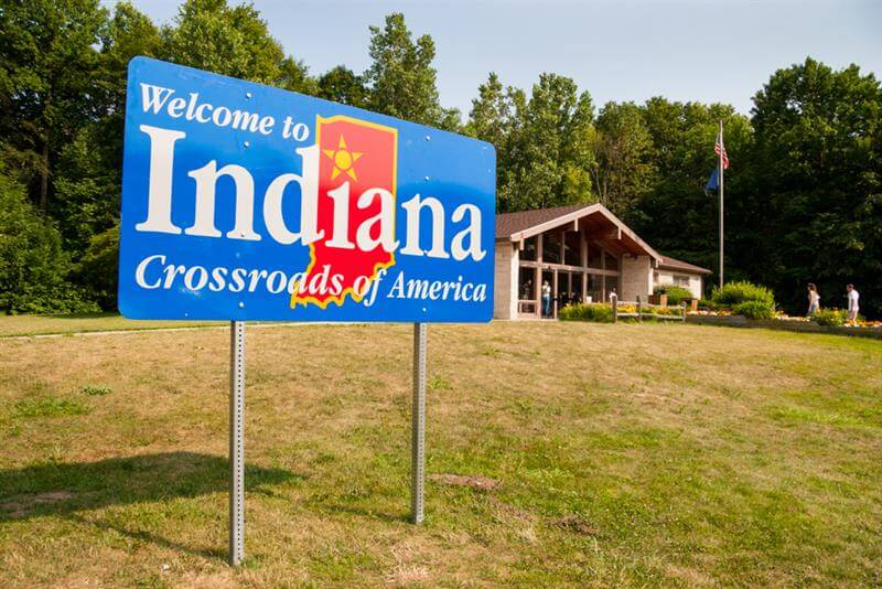 Indiana signage along the highway.